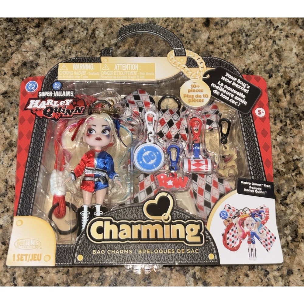 Jakks Pacific DC Super-Villains Harley Quinn Charming Bag Charms Doll Set